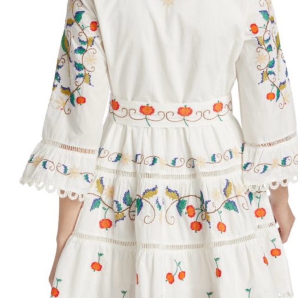 FARM Rio Pitanga White Embroidered Mini Dress Large - Picture 2 of 6